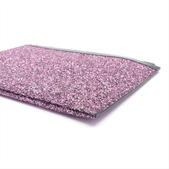 Saint Laurent Paris Leather Clutch Bag Sparkle Pink - Picture 2 of 9